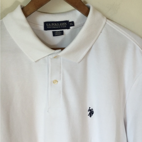 U.S. Polo Assn. Performance Pique White Polo Short Sleeve - Picture 3 of 7